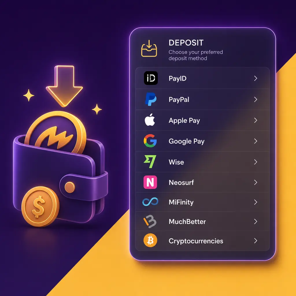 Deposit methods at Milkyway casino Australia: PayID, Neosurf, MiFinity, MuchBetter and cryptocurrencies for account funding.