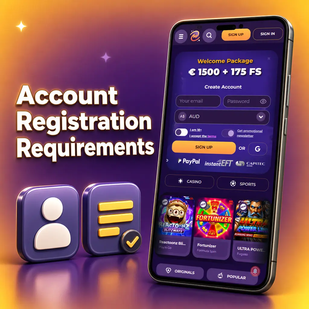 Milkyway casino account registration requirements: must be 18+, provide accurate personal details, and accept Terms and Privacy Policy.