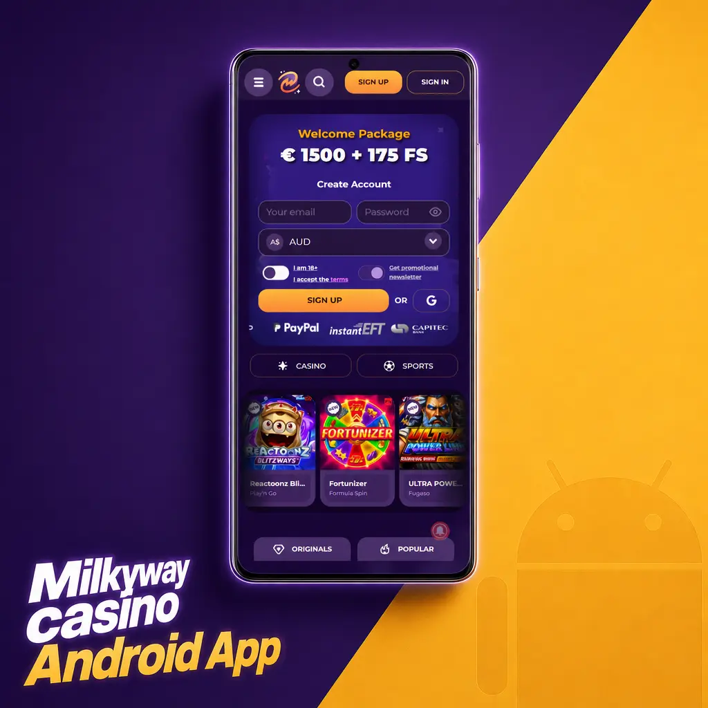 Milkyway Casino Android app download and installation steps requiring APK setup and unknown sources permission
