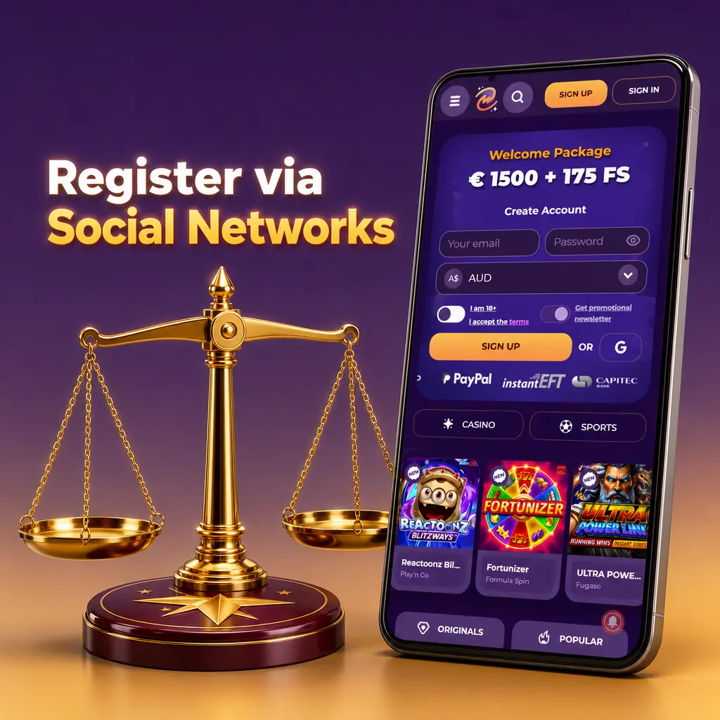 Sign up at Milkyway Casino using Google or Facebook to quickly create a new account via social login.