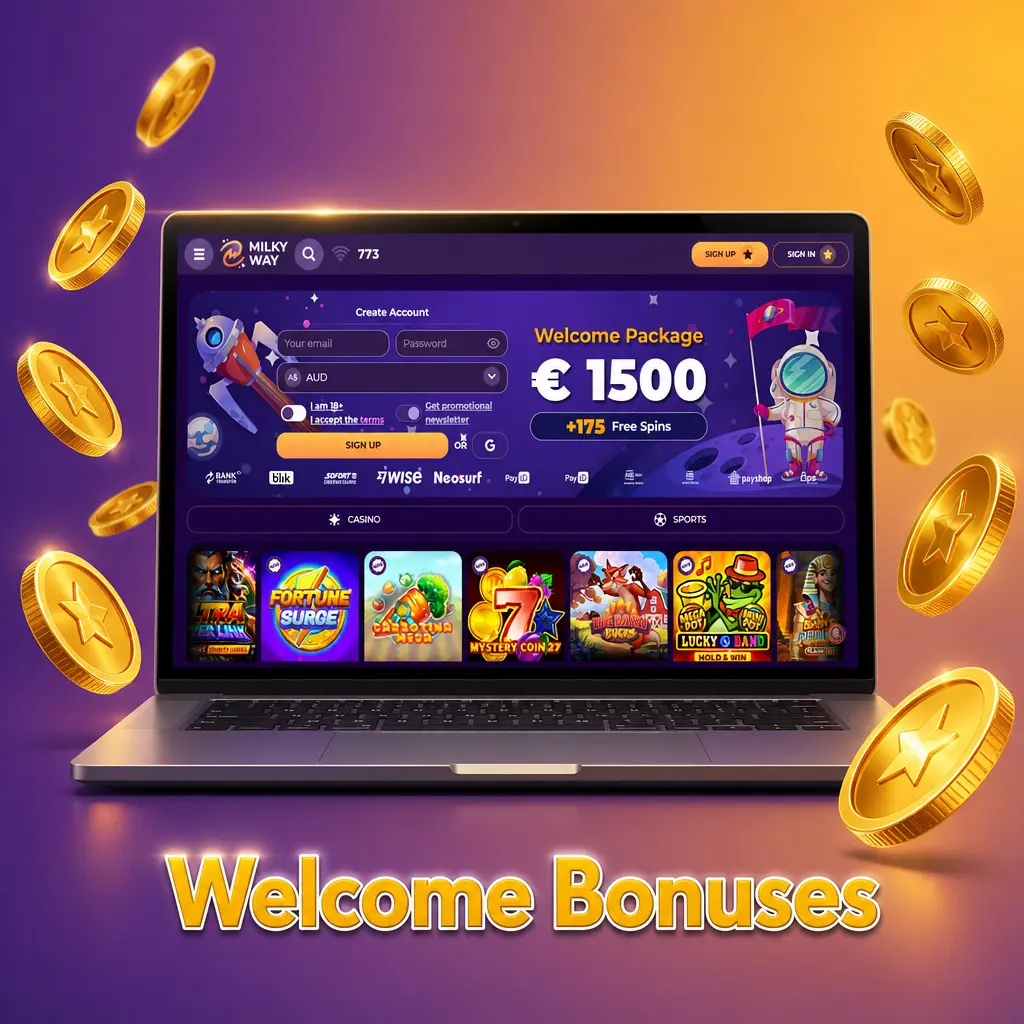 Milkyway Casino welcome bonus: 150% match up to 500 USD/EUR or 50 no wagering free spins for new players